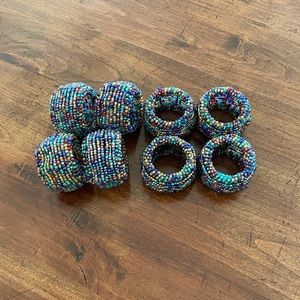 8 Multi Colored Beaded Napkin Ring Holders